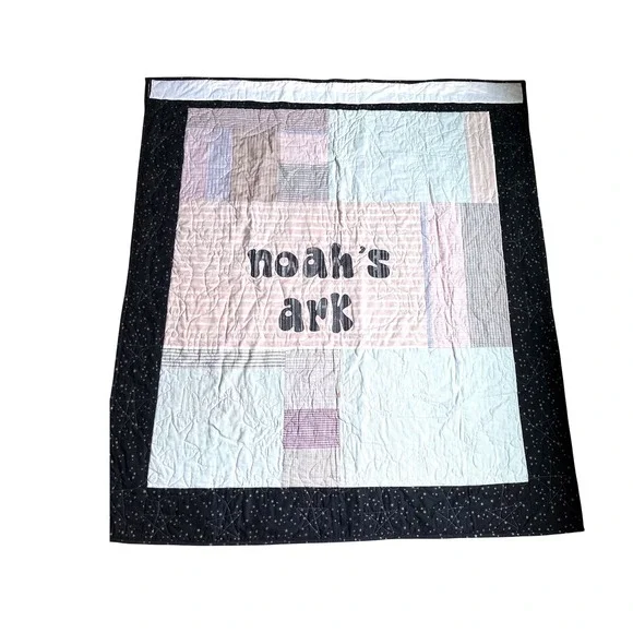 Handmade Noahs Ark Patchwork Applique Quilt Wall Hanging Nursery Decor 62 x 56 - Picture 3 of 8